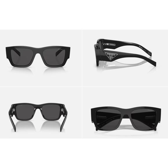 PRADA Unisex Black Silver Gray Lens Rectangle Statement Sunglasses PR 10ZS $565 main image 4